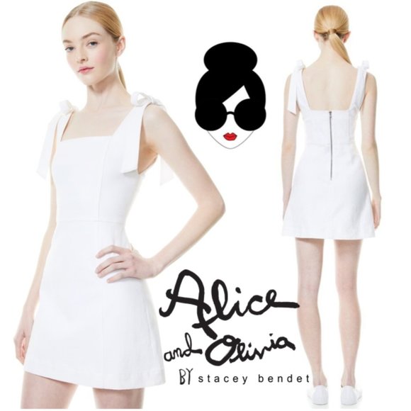 alice + olivia Maryann Tie Shoulder Mini Dress - Picture 1 of 6